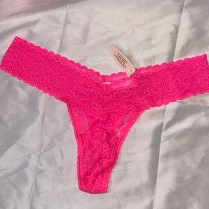 Pink Victoria’s Secret lace thong one size vintage pink